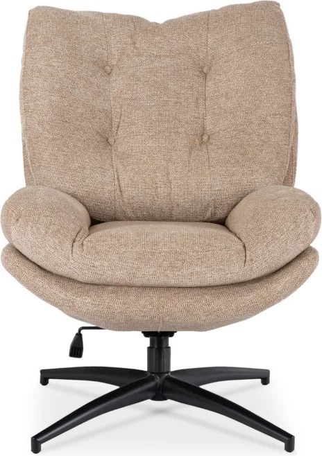 Fotel Wypoczynkowy Obrotowy FREMONT z Podnóżkiem Beżowy Nowoczesny