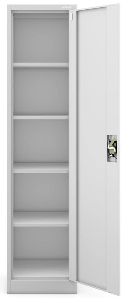 Szafa biurowa metalowa na akta, wąska, szara, 450x1850x400 mm: ALEX