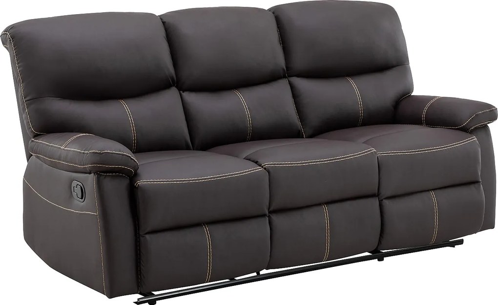 Kanapa 3-osobowa z funkcją relax z ekoskóry, kolor brązowy CANBY