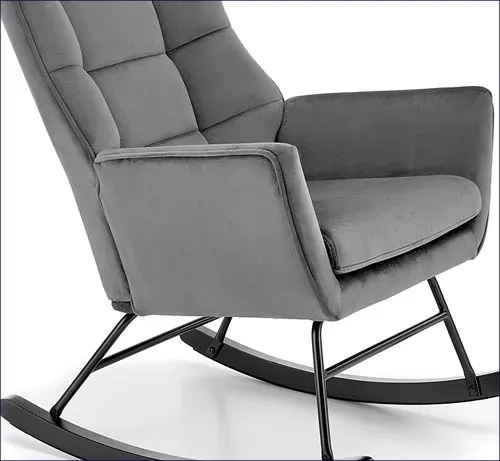 Tapicerowany popielaty bujany fotel C9-B06