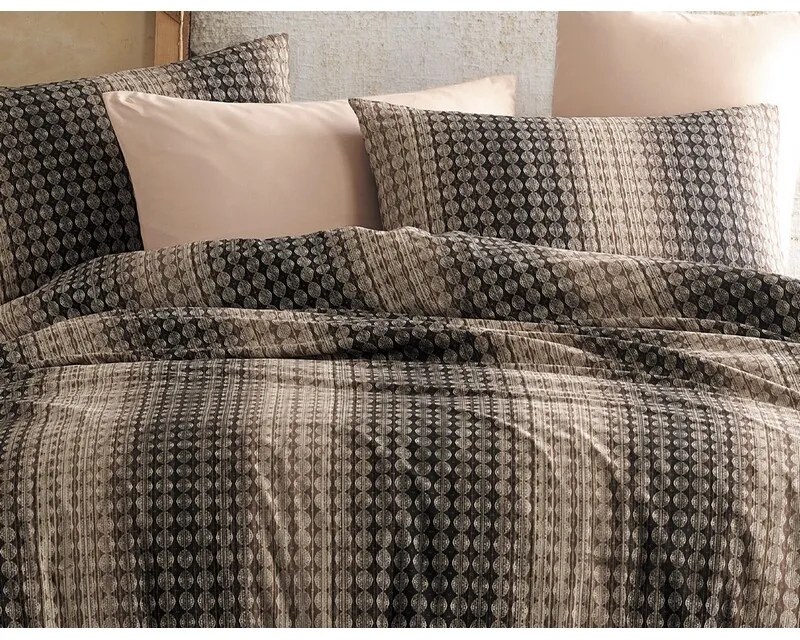BedTex Bawełniana pościel Oberon brązowa, 220 x200 cm, 2 szt. 70 x 90 cm