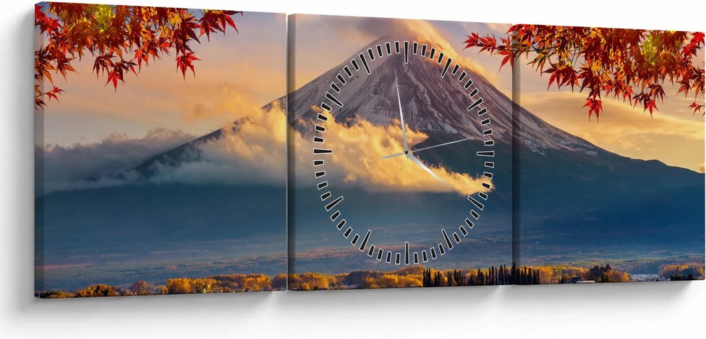 Obraz - Japonia, Góra Fuji (z zegarem) (90x30 cm)