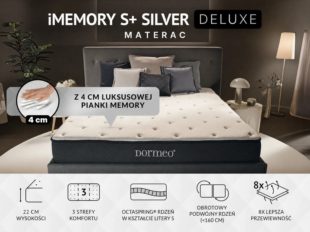 Materac piankowy chłodzący iMemory S+ Silver Deluxe 22cm 90x200 cm