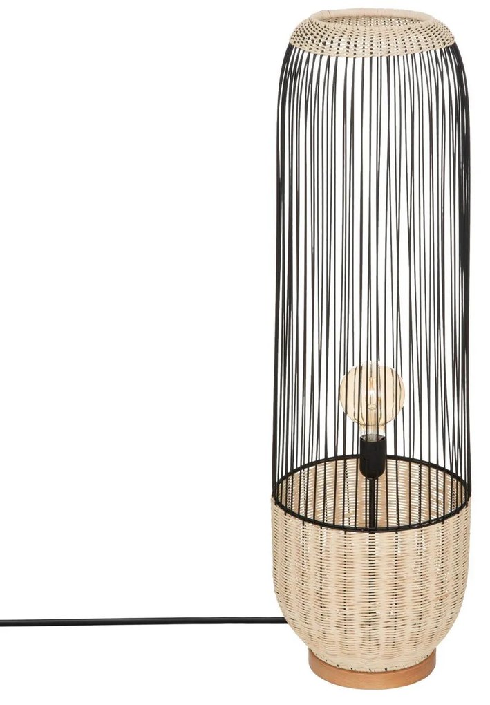 Lampa podłogowa boho Anea, rattan i metal, wys. 95 cm