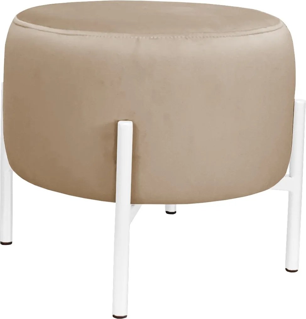 Pufa OLA loft ławka podnóżek metal : Kolor Stelaża - Biały, Kolor tkaniny - VELVET - MG06, Typ tkaniny - Velvet