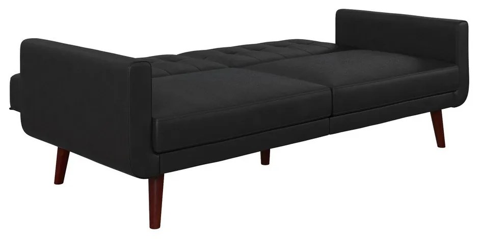 Czarna rozkładana sofa z imitacji skóry 200 cm Nola – Støraa