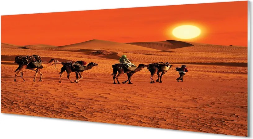 Szklany Panel Karawana na Pustyni o Zachodzie