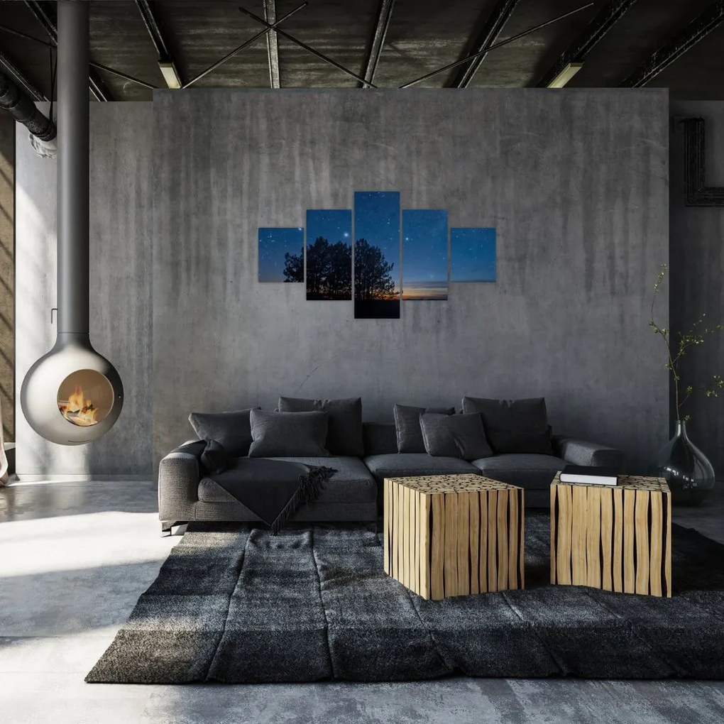 Obraz drzew w nocy (125x70 cm)
