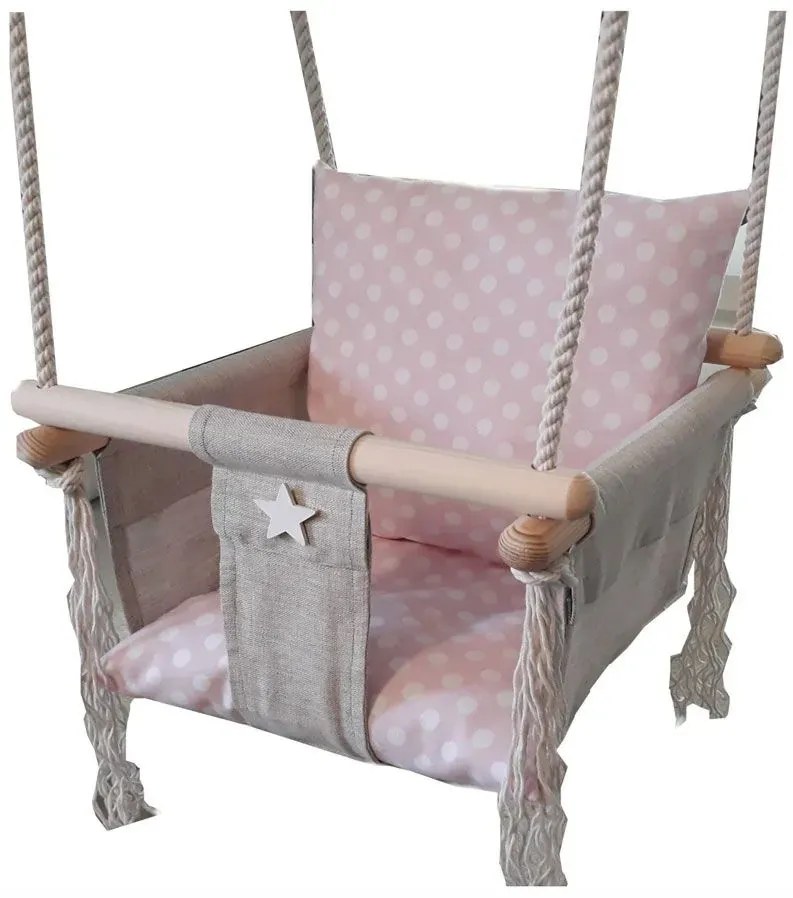 Różowa huśtawka w groszki dla dziewczynki S8-L01