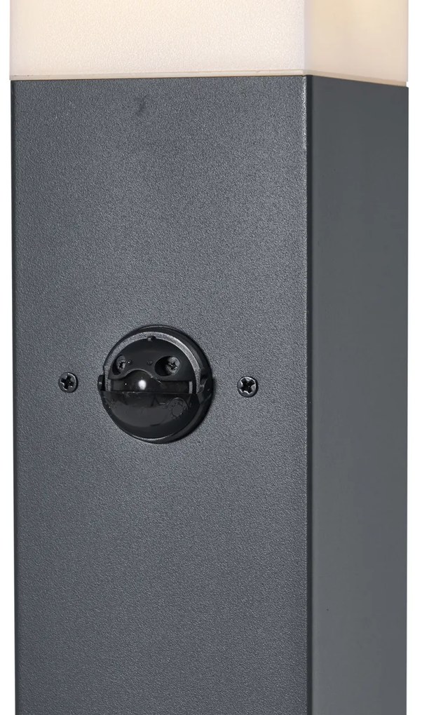 Lampa zewnętrzna ciemnoszara ze szkłem opalowym 80 cm IP44 z gniazdem i czujnikiem ruchu - Malios