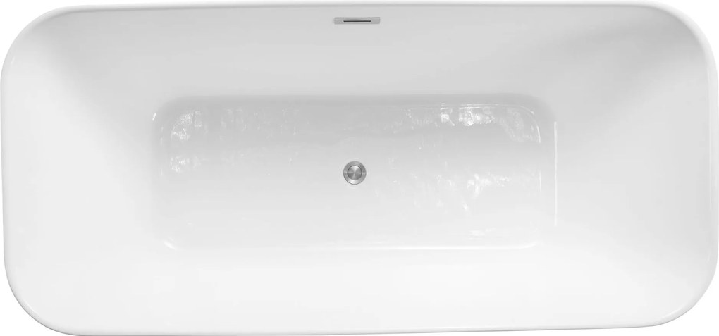 Wanna wolnostojąca akrylowa prostokątna akrylowa 170 x 78 cm biała GLESIO z przelewem chrom | Możliwa opcja Go Color : Wybierz swój kolor - biały