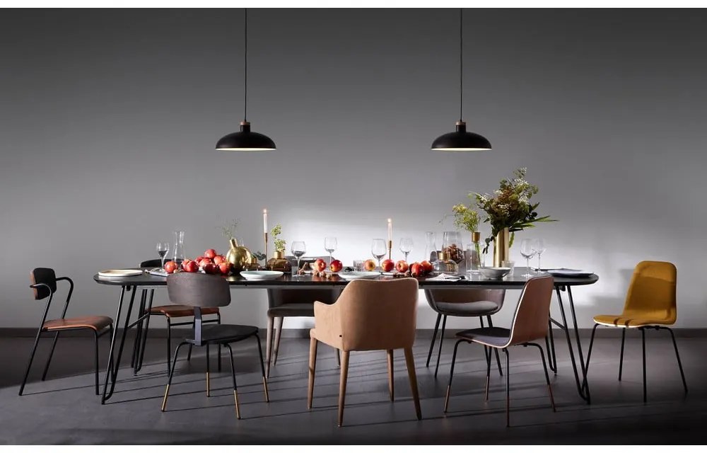 Ciemnobrązowy rozkładany stół z blatem w dekorze jesionu 100x170 cm Milian – Kave Home