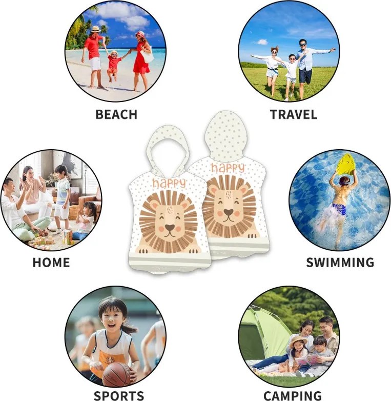 Dzieci ponczo HAPPY LION białe 60 x 60 cm