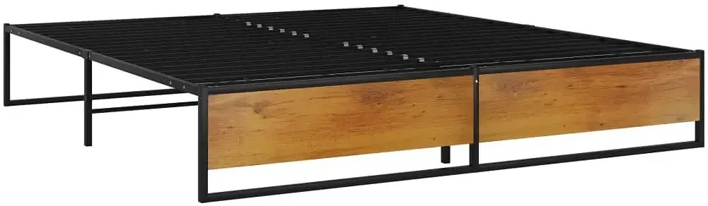 Czarne metalowe niskie łóżko małżeńskie 160x200 cm E0-K54