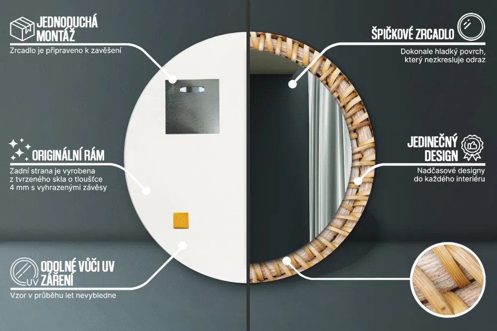 Naturalny warkocz Lustro dekoracyjne okrągłe