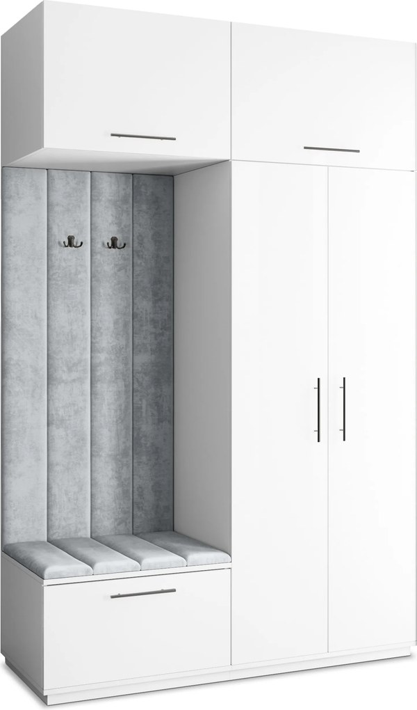 Masseno Garderoba REMA 150/240/60 cm Nowoczesna Szafa do Przedpokoju Biała