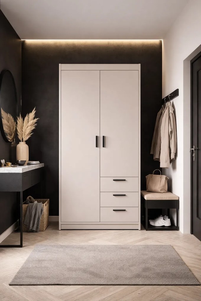 Kaszmirowa szafa dwudrzwiowa z 3 szufladami Z0-A84