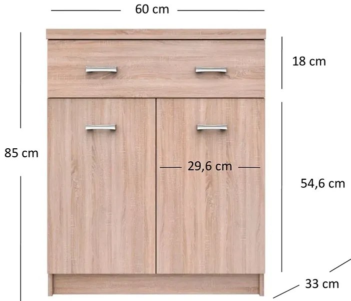 Komoda z szufladą i półkami 60 cm dąb sonoma - Riza 7X