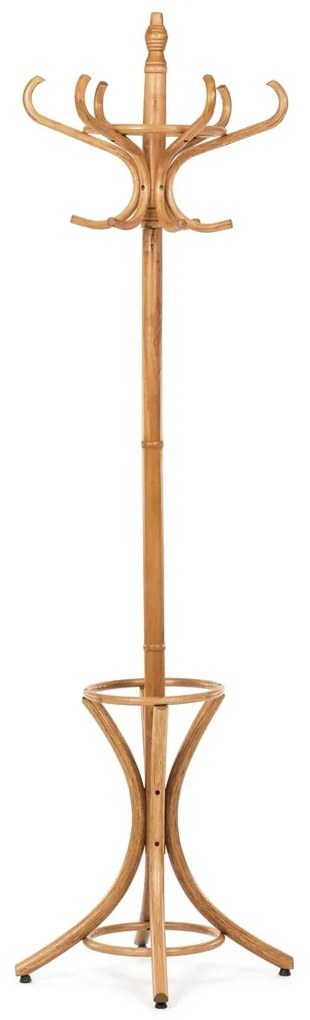 Drewniany wieszak stojakowy, ciemny dąb, 52 x 186 cm