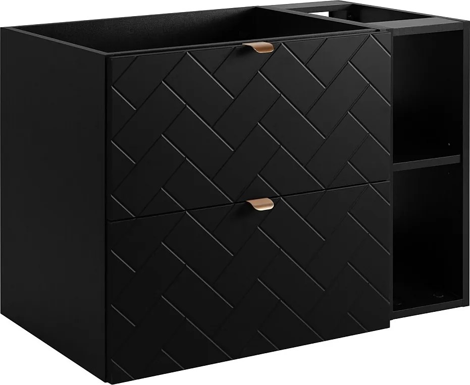 Meble łazienkowe, Czarny Mat, 80 x 57 x 46 cm, uchwyty złote