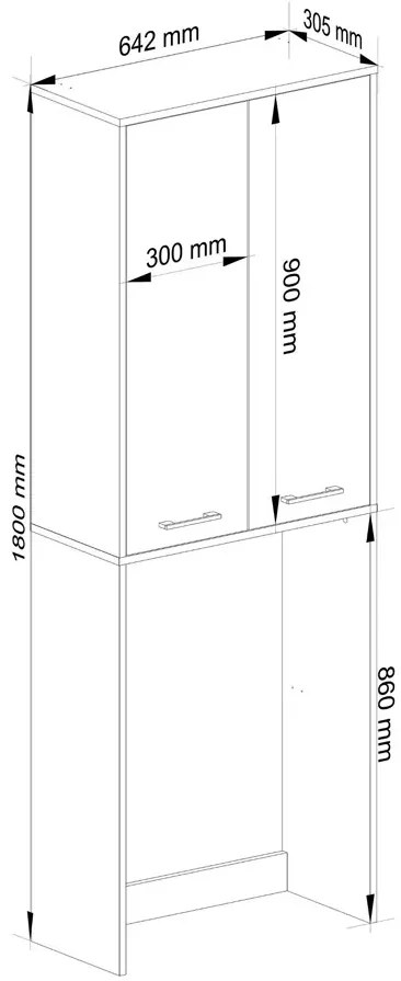 Skandynawska szafka nad pralkę biały + dąb sonoma E8-R56