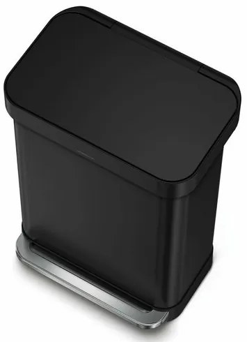 Simplehuman Prostokątny kosz na śmieci z pedałem ikieszenią na worki 55 l, czarny
