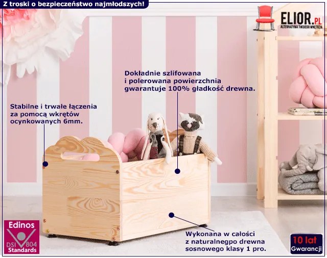 Drewniana skrzynia na zabawki S9-W20