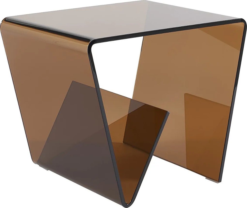 Stolik kawowy z giętego hartowanego szkła - Brązowy - ZENIA