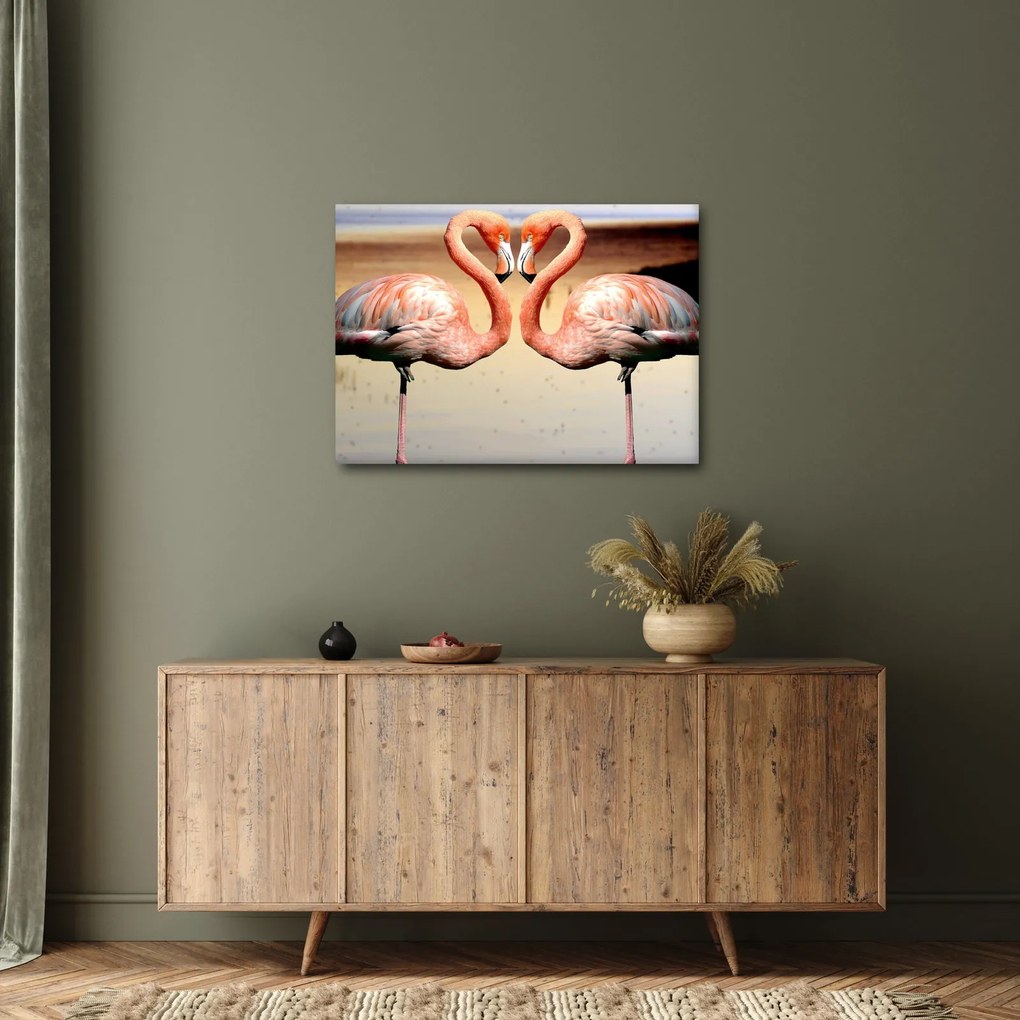 Obraz - dwa flamingi (70x50 cm)