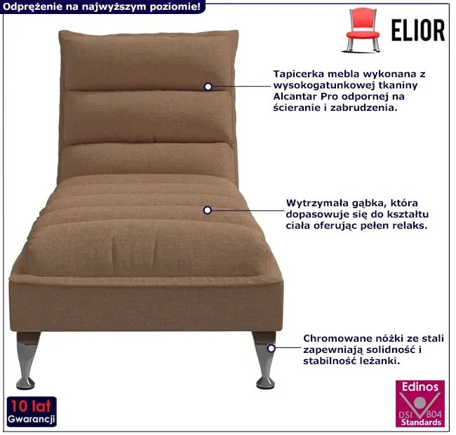 Brązowy tapicerowany szezlong do salonu Fendos