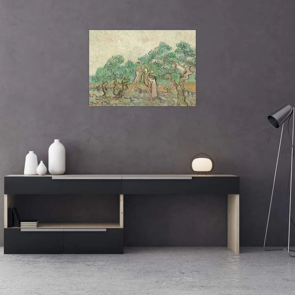 Obraz na szkle - Vincent van Gogh, The Olive Orchard, reprodukcje (70x50 cm)