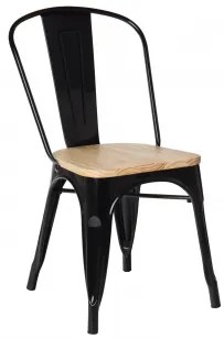 Pakiet 4 Sztaplowanych Krzeseł Do Jadalni Z Drewna I Stali Lix Czarna & Madera Natural|natural Wood - Sklum