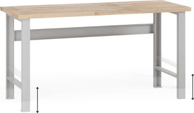Stół warsztatowy z regulacją wysokości G7, blat bukowy, 1700 x 685 x 840-1040 mm