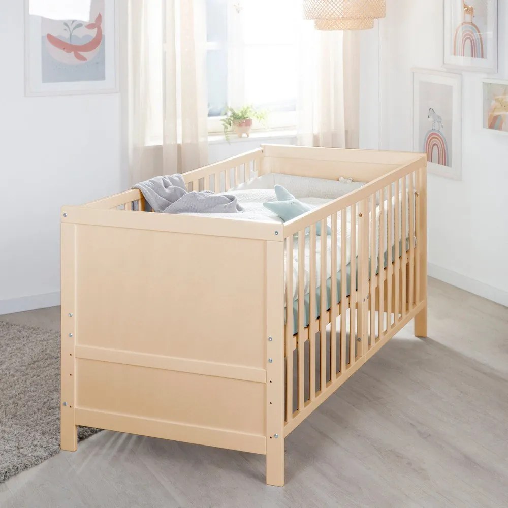 Łóżeczko z regulowaną wysokością w naturalnym kolorze 70x140 cm Easy Sleep – Roba