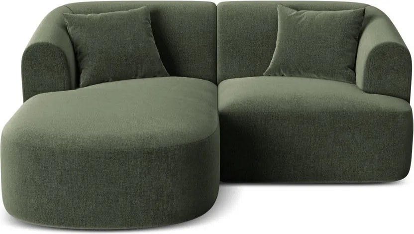 Zielony aksamitny narożnik (lewostronny/z szezlongiem) Campi – Cosmopolitan Design