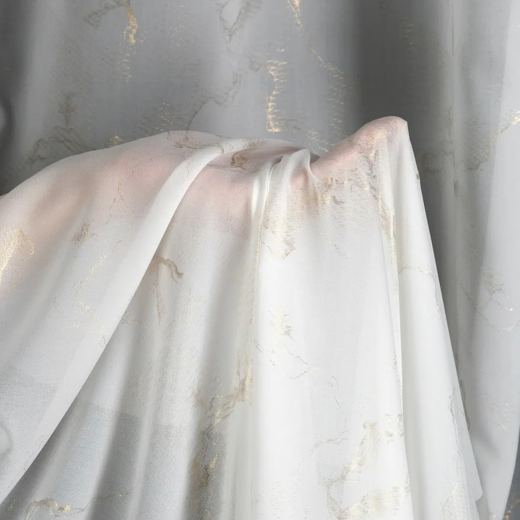 Firana gładka etamina Marmurek wys. 280 cm z ołowianką szampańskie złoto