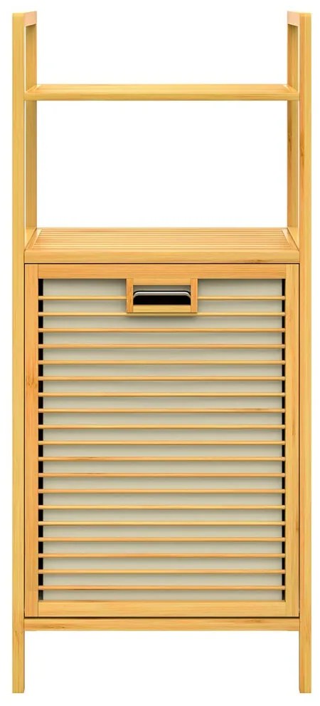 Regał bambusowy z koszem na bieliznę DORIS, 40x30x95cm, brązowy/kremowy Casaria
