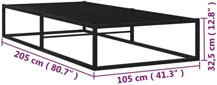 Czarne Metalowe Łózko W Stylu Industrialnym 100X200 Cm D3-A17