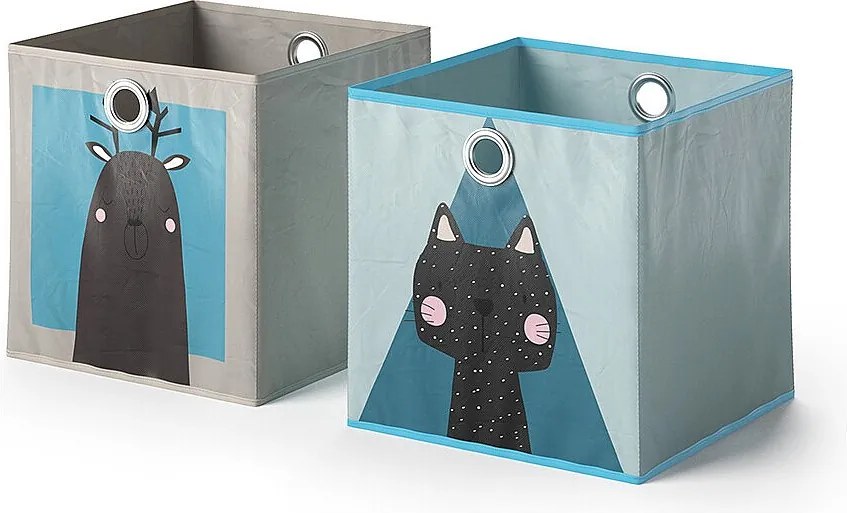 Skrzynia składana szary/niebieski 30x30x30