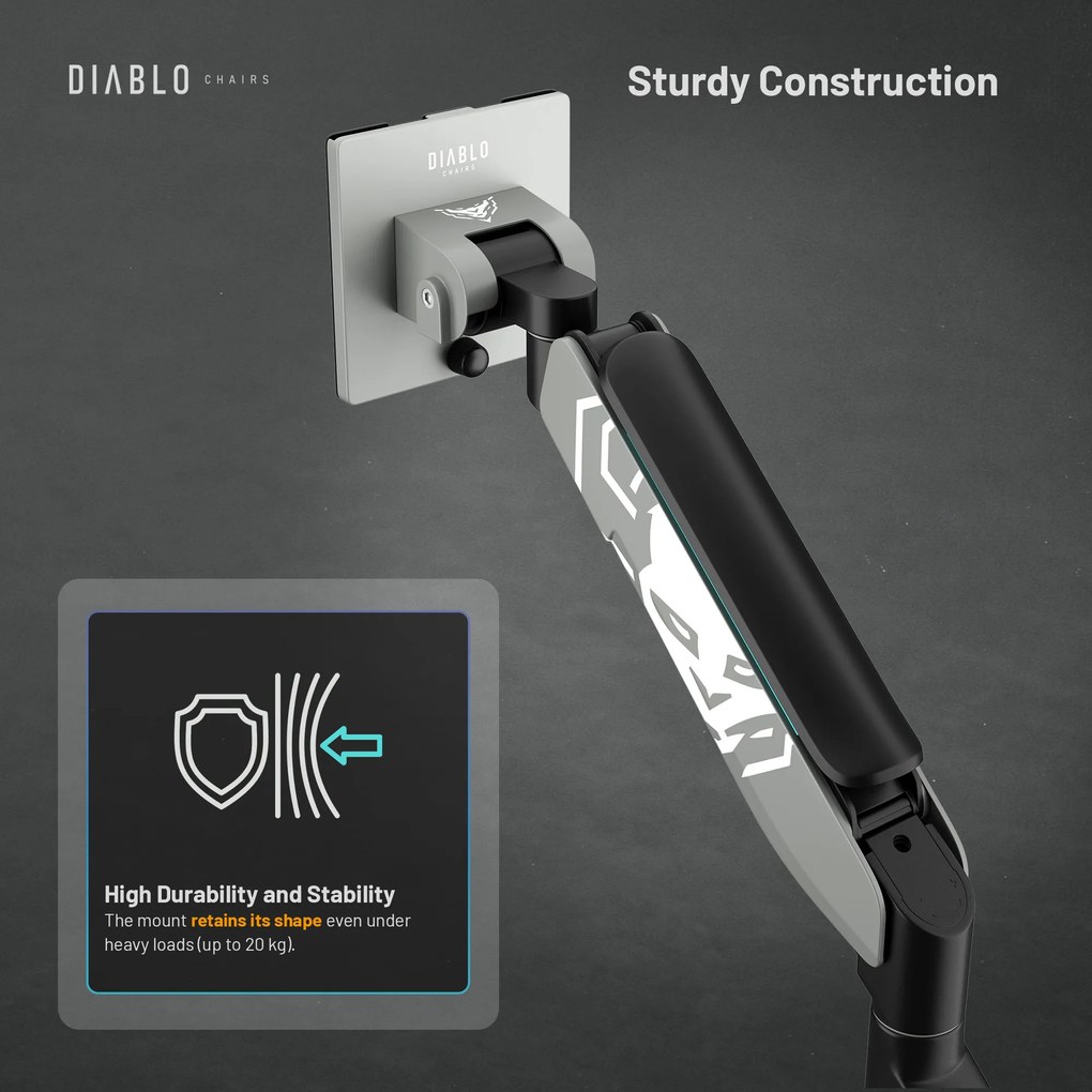 Uchwyt na monitor 49 cali, szaro-czarny LED RGB X-ARM