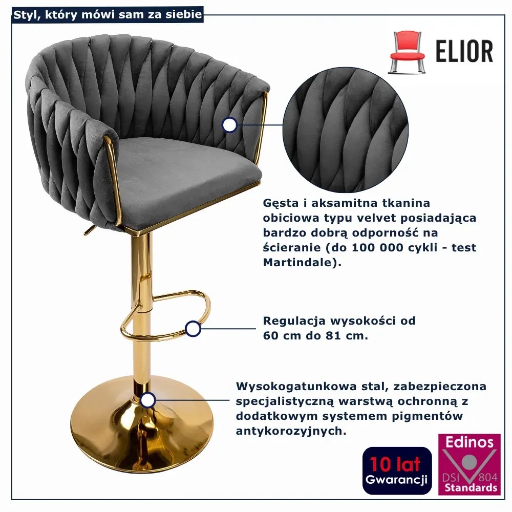 Nowoczesny szary hoker na złotej nodze P2-B27