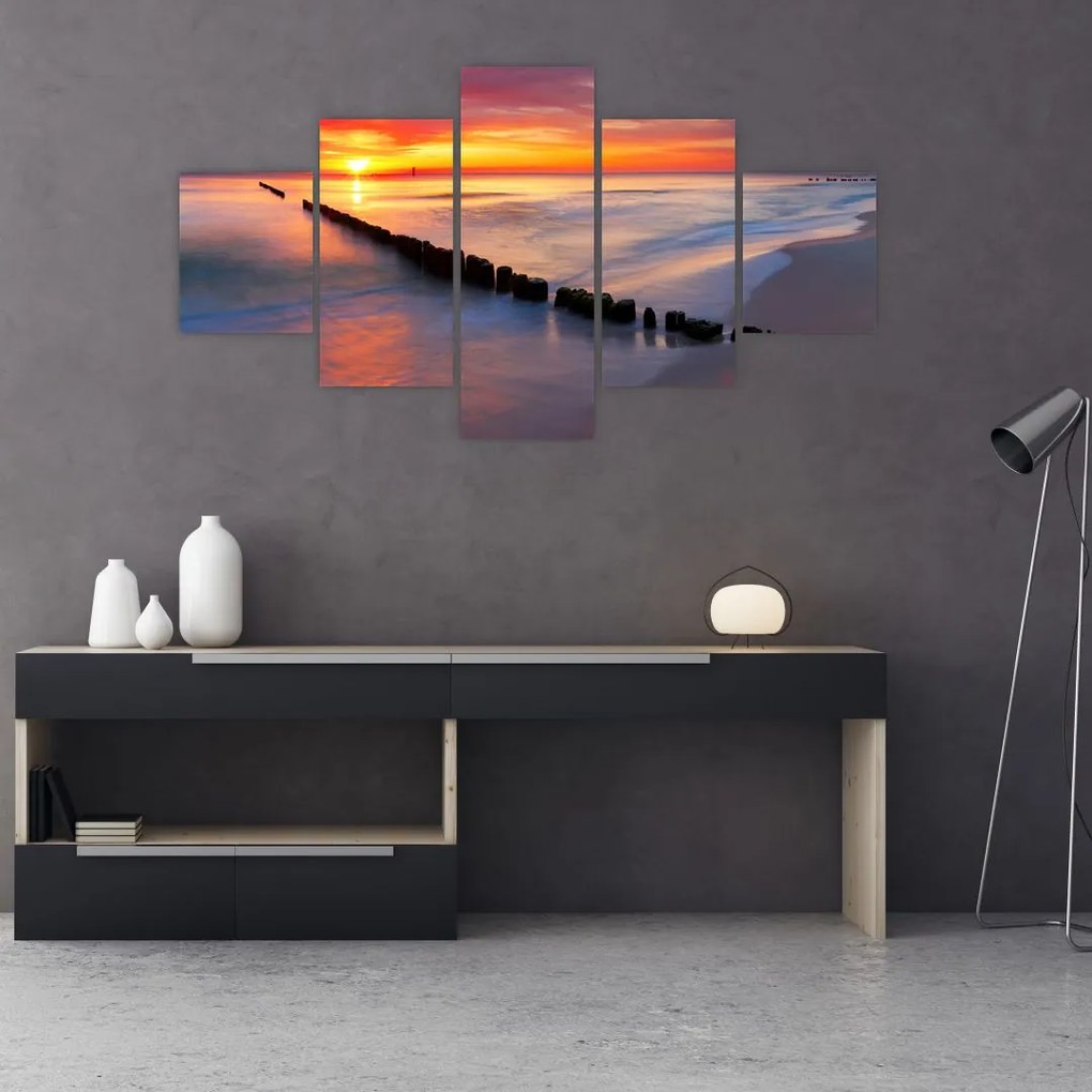 Obraz - Sunset, Baltic Sea, Poland (125x70 cm)