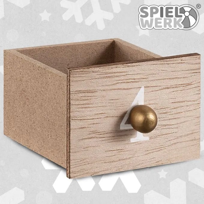 Spielwerk Drewniany kalendarz adwentowy ZIMOWY LAS z oświetleniem, 35x6x27cm, biała/brązowa