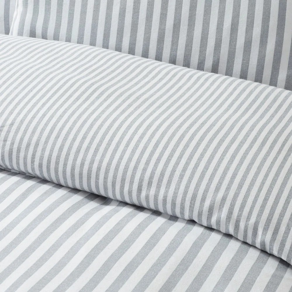 Szara flanelowa pościel dwuosobowa 230x220 cm Stripe – Catherine Lansfield
