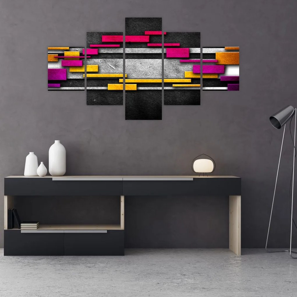 Obraz kolorowej abstrakcji na czarnym tle (125x70 cm)