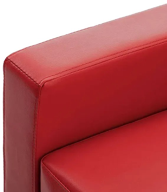 3-osobowa sofa z ekoskóry z podnóżkiem czerwona - Lencor 4Q