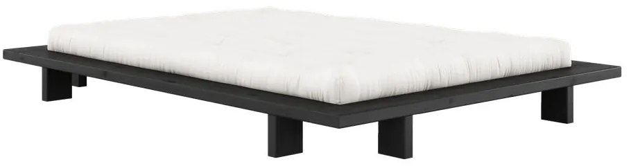 Czarne podwójne łóżko z drewna sosnowego z rusztem 140x200 cm Japan - Karup Design