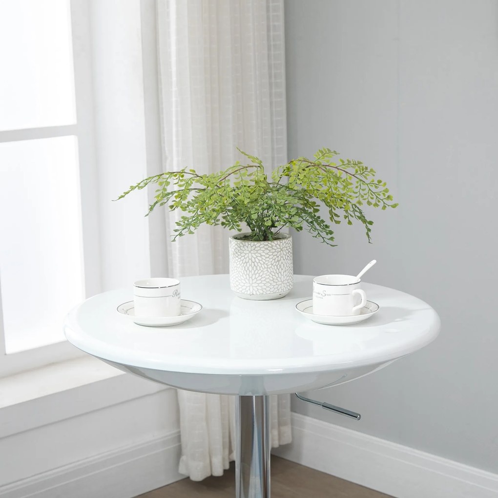 HOMCOM Stół barowy biurko stół kuchenny regulacja wysokości metal ABS biały