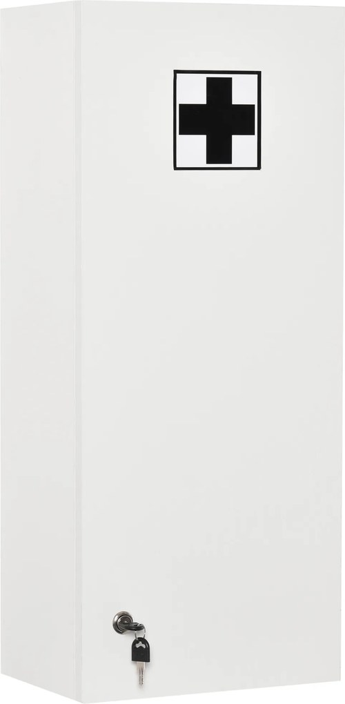 Szafka ścienna Kleankin z regulowanymi półkami, biała płyta wiórowa E1, zamykana na klucz, 30x20x70 cm | Aosom PL