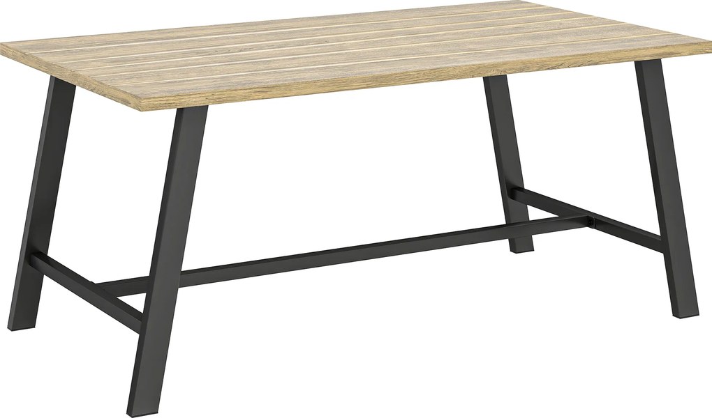 Outsunny Stolik ogrodowy, prostokątny metalowy stolik boczny z blatem w imitacji drewna, 100 x 55 cm, brązowy | Aosom PL